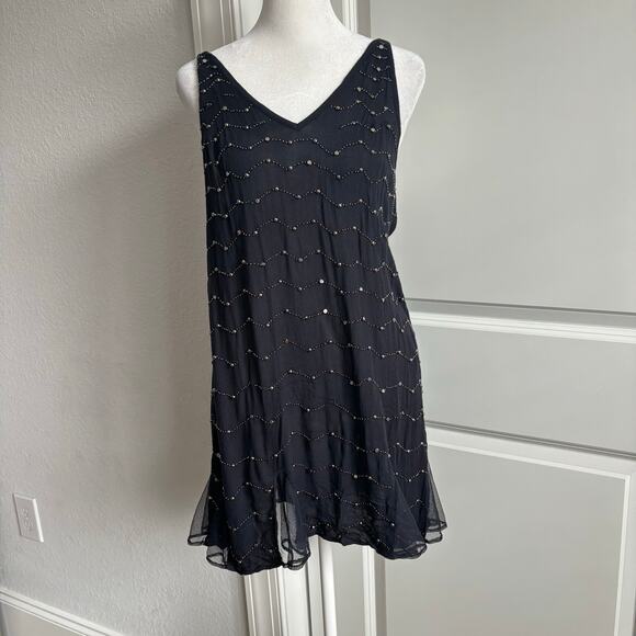 Free People Metal Maiden Chemise Mesh Ruffle Slip Mini Dress Embellished SP - Picture 3 of 15
